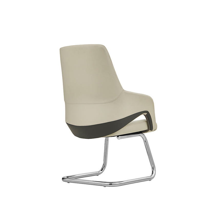 Modern Minimalist Cantilever Plywood Metal Office Chair - Ergonomic Mid-Back Leather Guest Chair For Office & Reception Lumendat