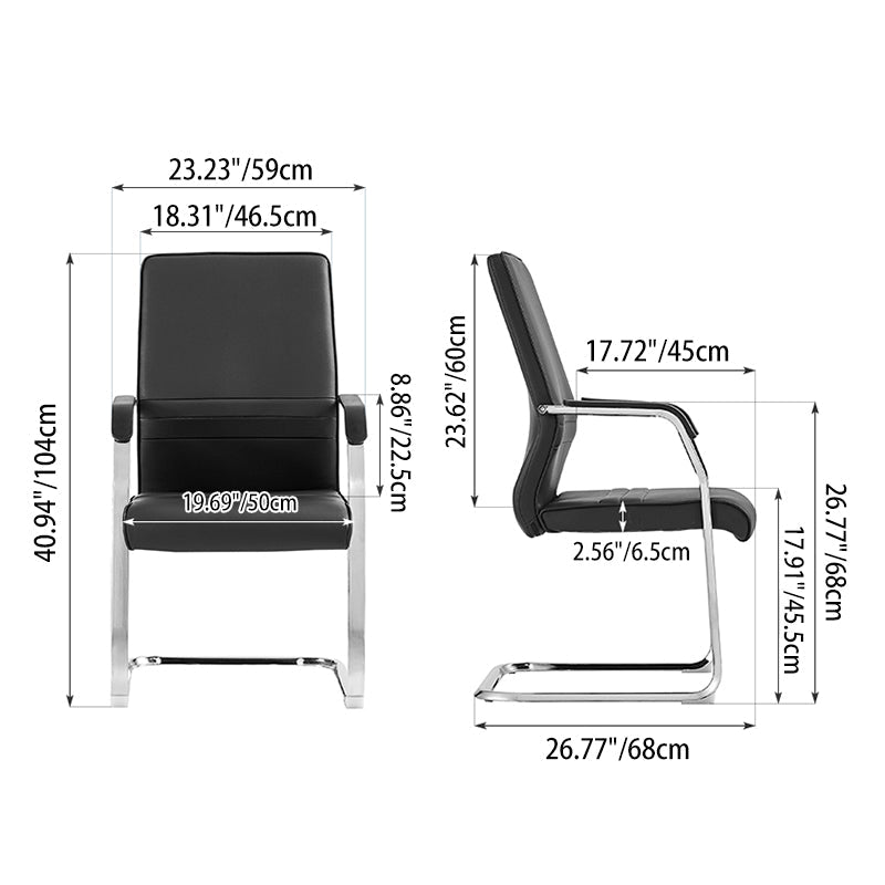 Modern Minimalist Leather Plywood Metal Conference Chair Ergonomic Guest Desk Chair Sled Base Executive Meeting Chair For Office Reception Set Of 4 Lumendat