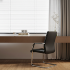 Modern Minimalist Leather Plywood Metal Conference Chair Ergonomic Guest Desk Chair Sled Base Executive Meeting Chair For Office Reception Set Of 4 Lumendat
