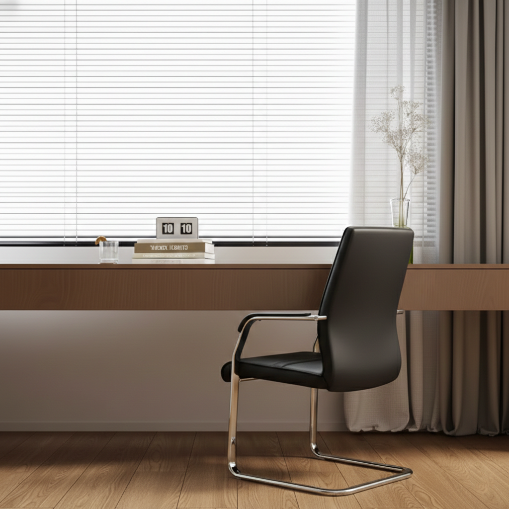 Modern Minimalist Leather Plywood Metal Conference Chair Ergonomic Guest Desk Chair Sled Base Executive Meeting Chair For Office Reception Set Of 4 Lumendat