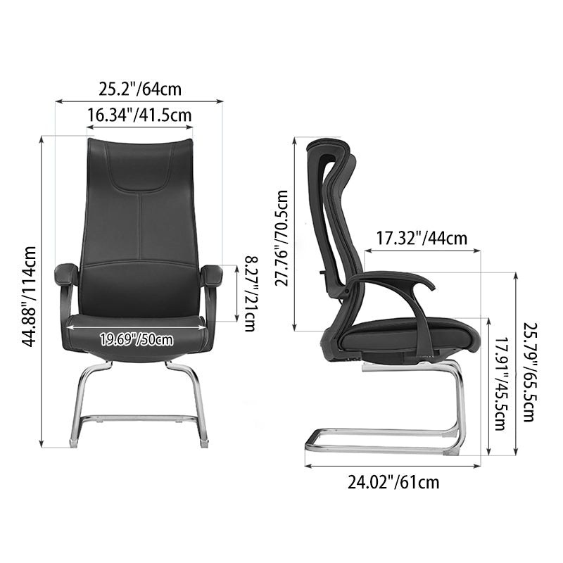 Modern Minimalist Ergonomic Leather Plywood Metal Office Chair Executive Gaming Desk Chair With Headrest Lumbar Support Cantilever Base For Home Office Set Of 2 Lumendat
