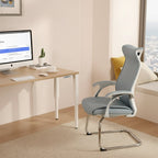 Modern Minimalist Ergonomic Leather Plywood Metal Office Chair Executive Gaming Desk Chair With Headrest Lumbar Support Cantilever Base For Home Office Set Of 2 Lumendat
