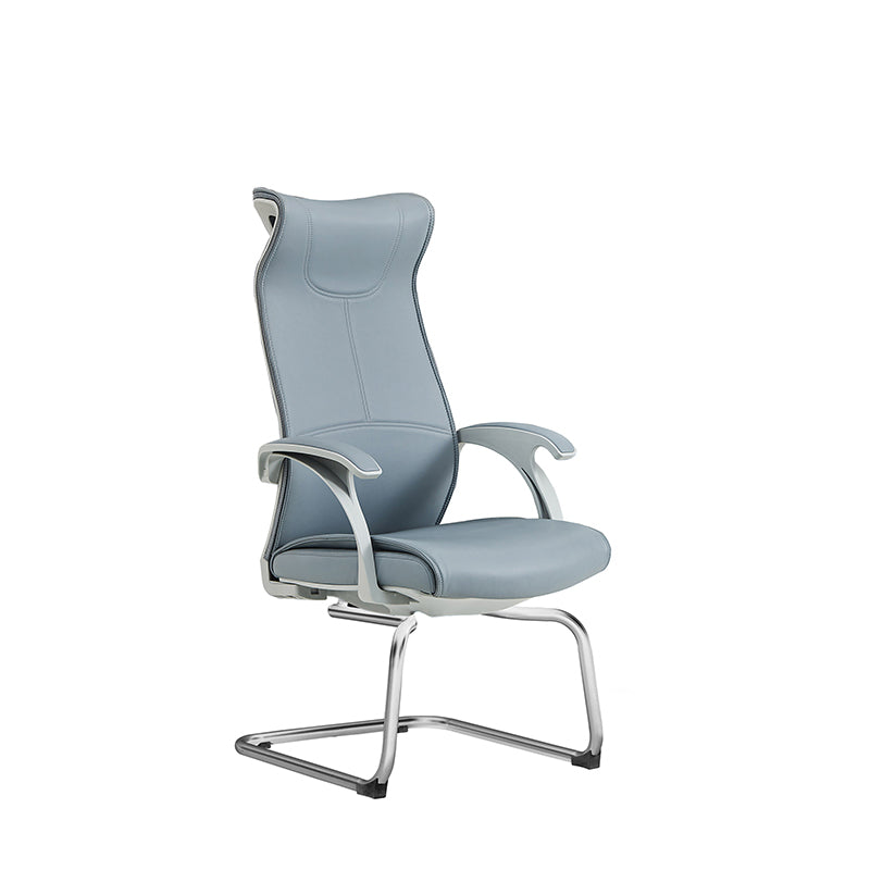 Modern Minimalist Ergonomic Leather Plywood Metal Office Chair Executive Gaming Desk Chair With Headrest Lumbar Support Cantilever Base For Home Office Set Of 2 Lumendat