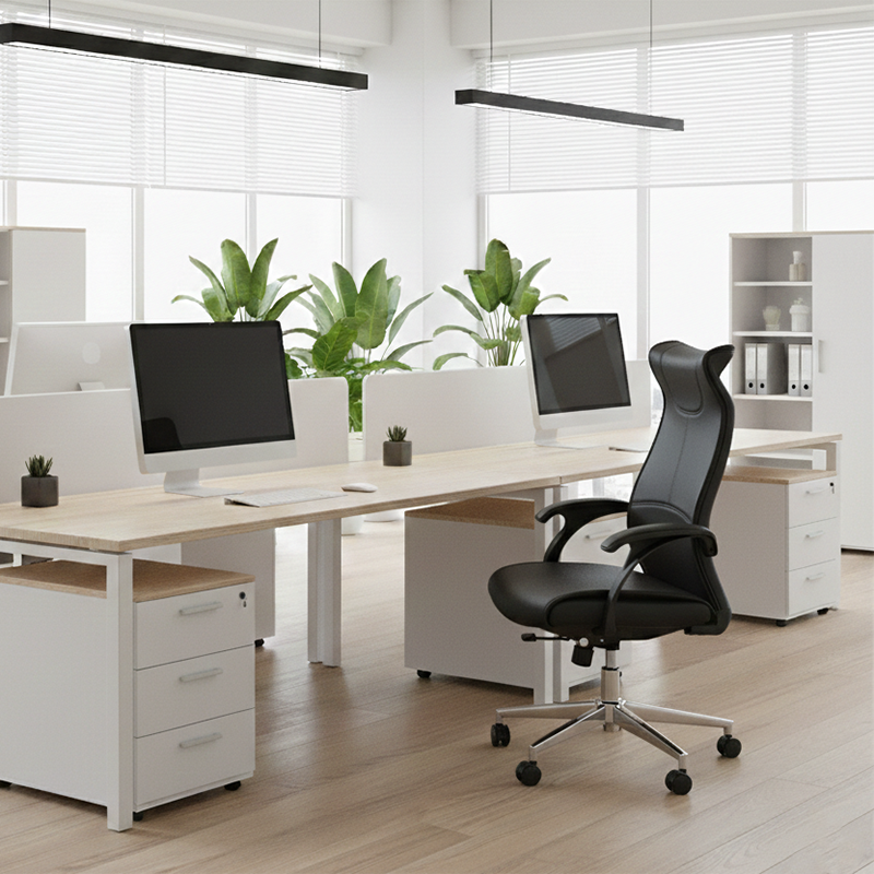 Modern Ergonomic High Back Leather Plywood & Metal Office Chair Executive Swivel Desk Chair With Headrest Lumbar Support Adjustable Rolling Computer Chair Lumendat