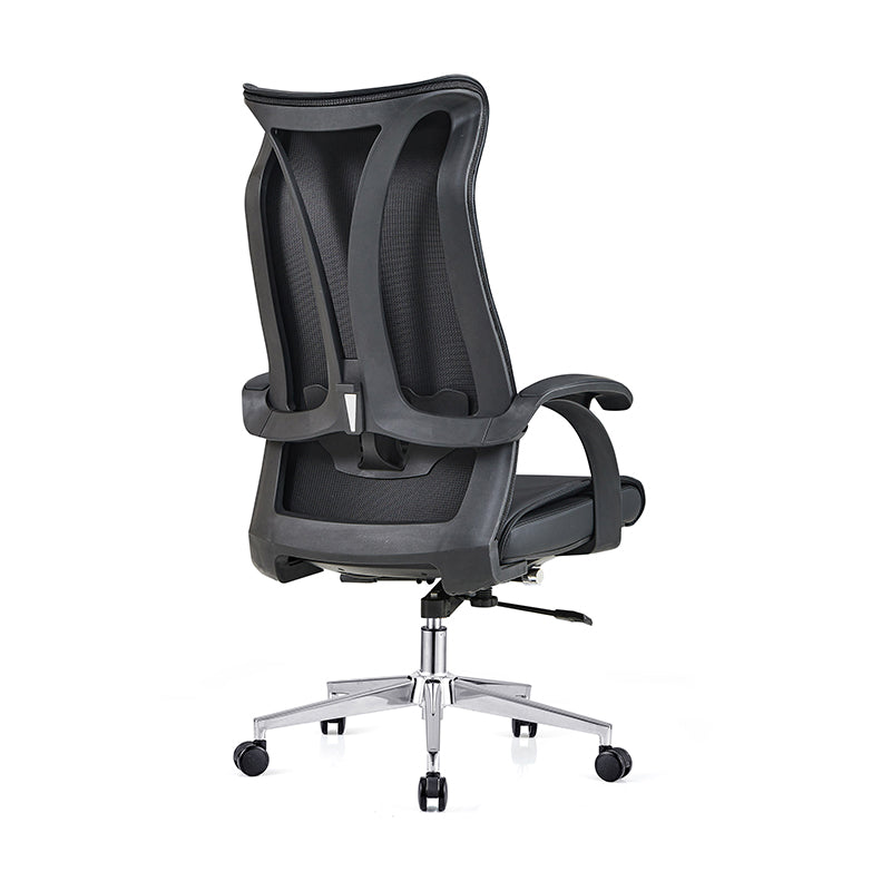 Modern Ergonomic High Back Leather Plywood & Metal Office Chair Executive Swivel Desk Chair With Headrest Lumbar Support Adjustable Rolling Computer Chair Lumendat