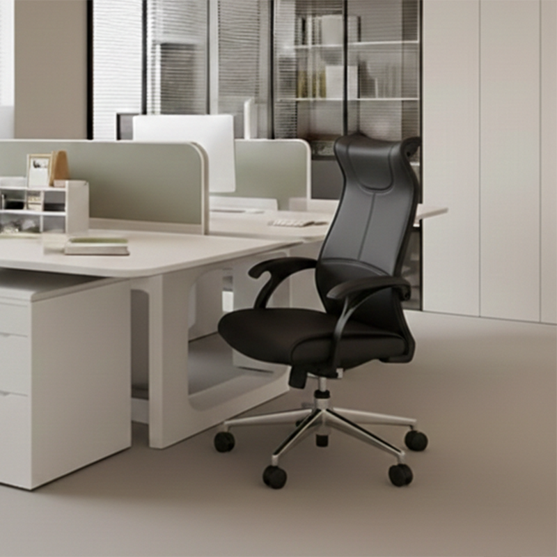 Modern Ergonomic High Back Leather Plywood & Metal Office Chair Executive Swivel Desk Chair With Headrest Lumbar Support Adjustable Rolling Computer Chair Lumendat