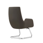 Modern Minimalist Ergonomic Mid Back Leather Plywood & Metal Office Chair - Upholstered Desk Chair With Armrests Comfortable Reception Chair For Home Office Lumendat