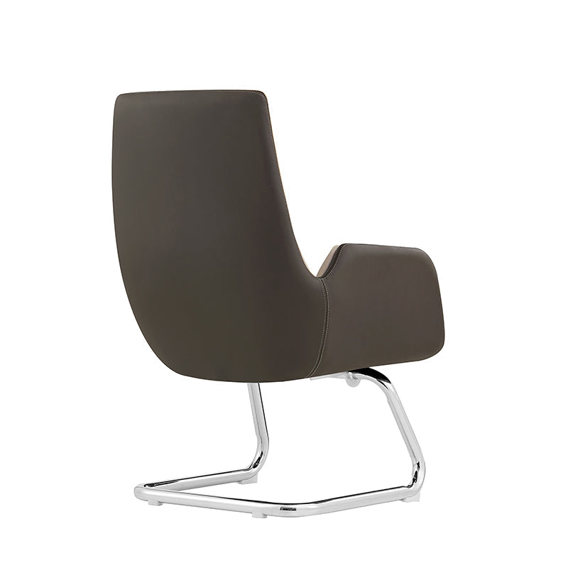 Modern Minimalist Ergonomic Mid Back Leather Plywood & Metal Office Chair - Upholstered Desk Chair With Armrests Comfortable Reception Chair For Home Office Lumendat