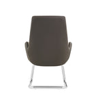 Modern Minimalist Ergonomic Mid Back Leather Plywood & Metal Office Chair - Upholstered Desk Chair With Armrests Comfortable Reception Chair For Home Office Lumendat