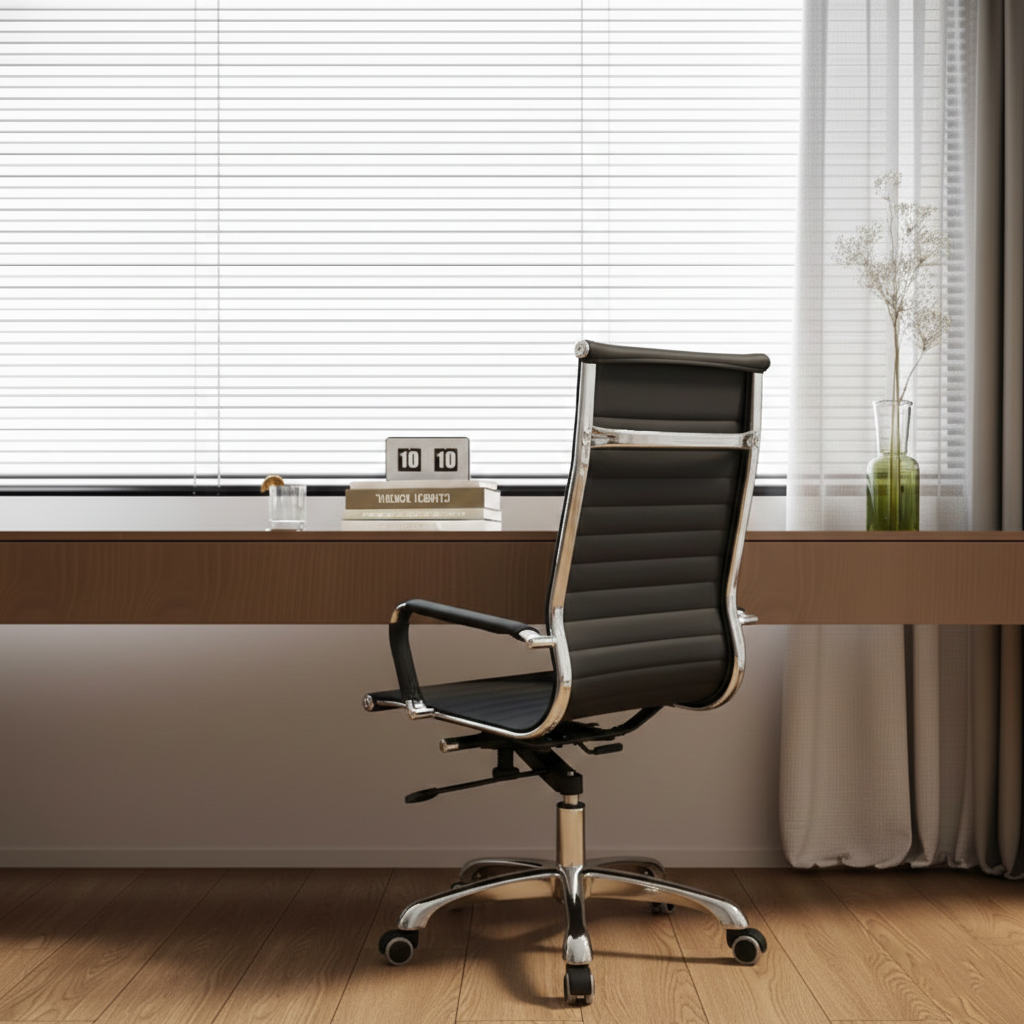 Modern Ergonomic High Back Leather Aluminum Alloy Oxford Fabric Office Chair Adjustable Swivel Executive Desk Chair With Lumbar Support Reclining Function For Home Office Lumendat