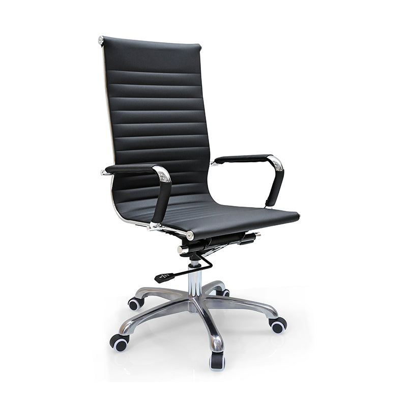 Modern Ergonomic High Back Leather Aluminum Alloy Oxford Fabric Office Chair Adjustable Swivel Executive Desk Chair With Lumbar Support Reclining Function For Home Office Lumendat