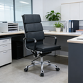 Modern Mid-Back Leather Office Chair Set - Ergonomic Aluminum Alloy Executive Swivel Meeting Chair With Wheels & Adjustable Height Lumendat