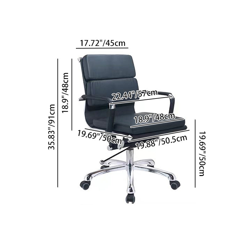 Modern Low-Back Ergonomic Office Chair - Adjustable Swivel Aluminum Alloy Leather Desk Chair With Wheels For Home & Office Use Lumendat