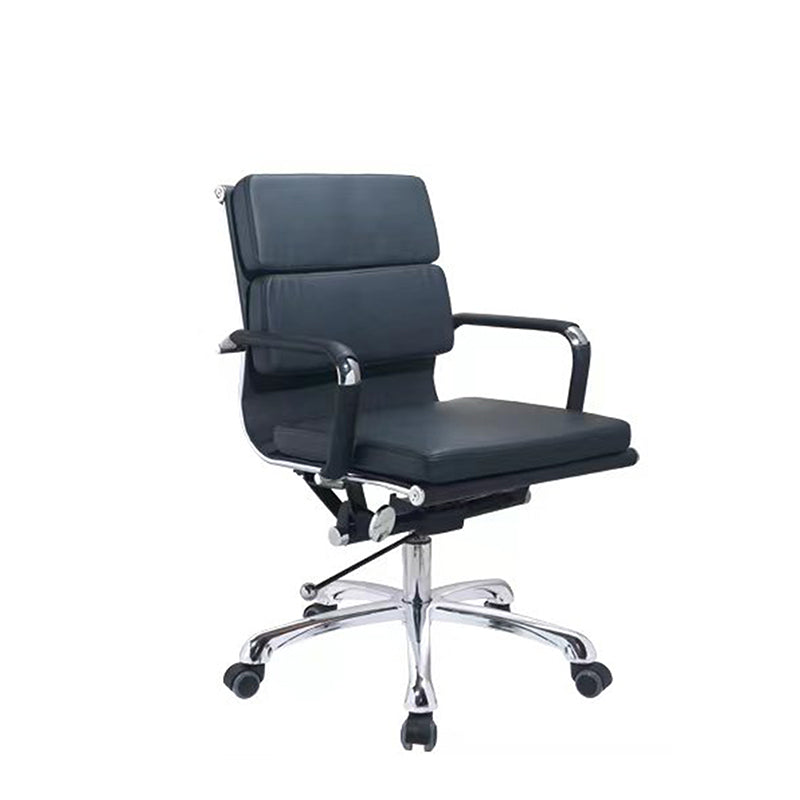 Modern Low-Back Ergonomic Office Chair - Adjustable Swivel Aluminum Alloy Leather Desk Chair With Wheels For Home & Office Use Lumendat