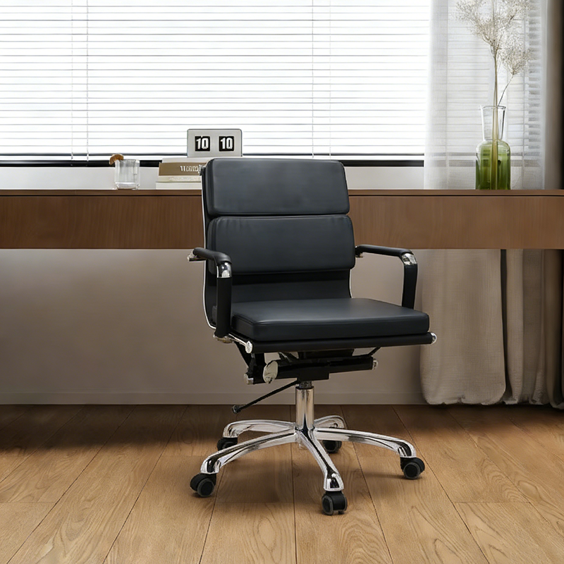 Modern Low-Back Ergonomic Office Chair - Adjustable Swivel Aluminum Alloy Leather Desk Chair With Wheels For Home & Office Use Lumendat