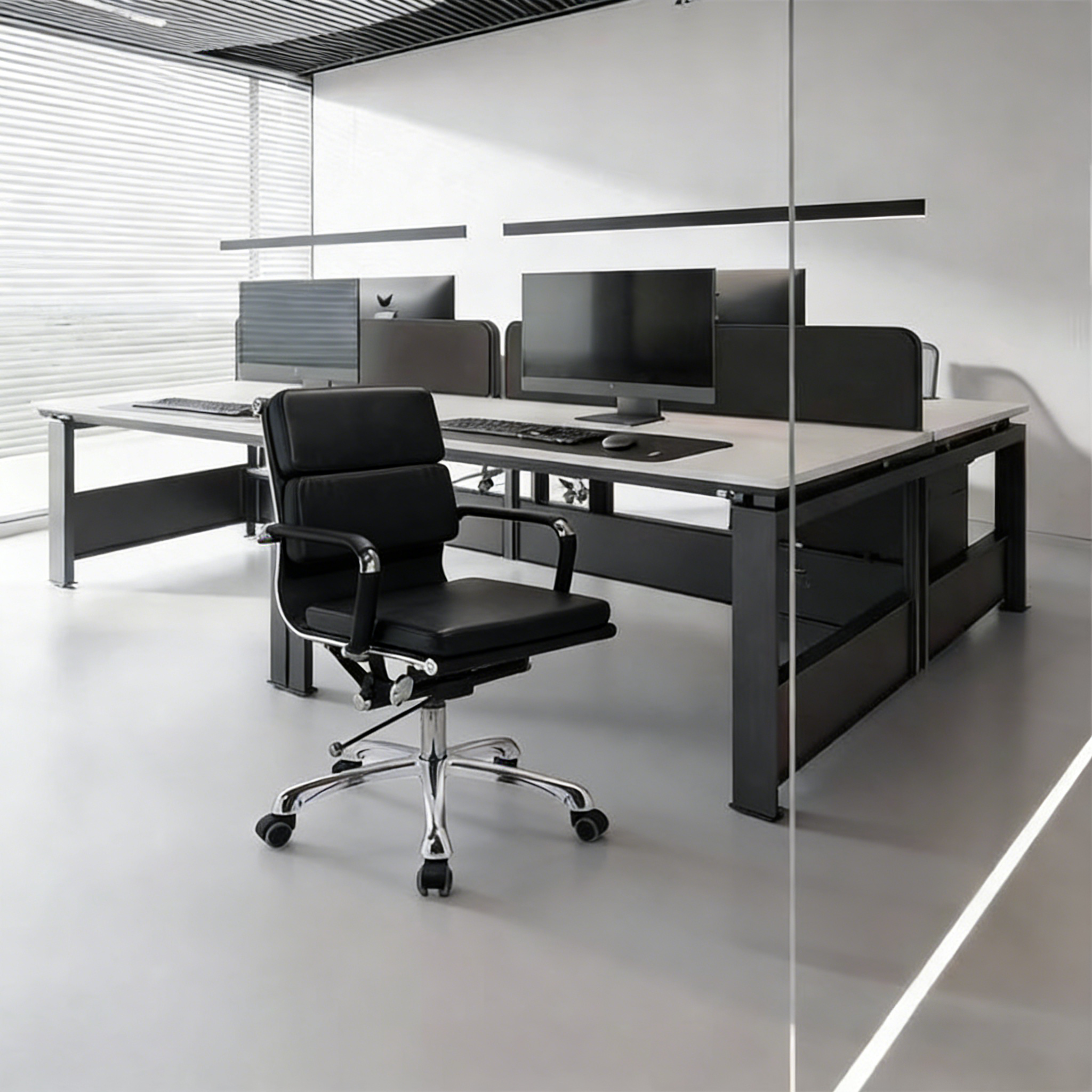 Modern Low-Back Ergonomic Office Chair - Adjustable Swivel Aluminum Alloy Leather Desk Chair With Wheels For Home & Office Use Lumendat