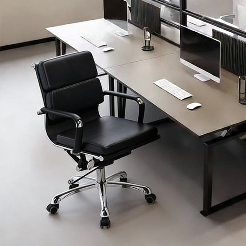 Modern Low-Back Ergonomic Office Chair - Adjustable Swivel Aluminum Alloy Leather Desk Chair With Wheels For Home & Office Use Lumendat