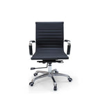 Modern Minimalist Ergonomic Leather Office Chair With Adjustable Height & Swivel Wheels - Mid Back Task Chair With Aluminum Base For Home Office Conference Use Lumendat