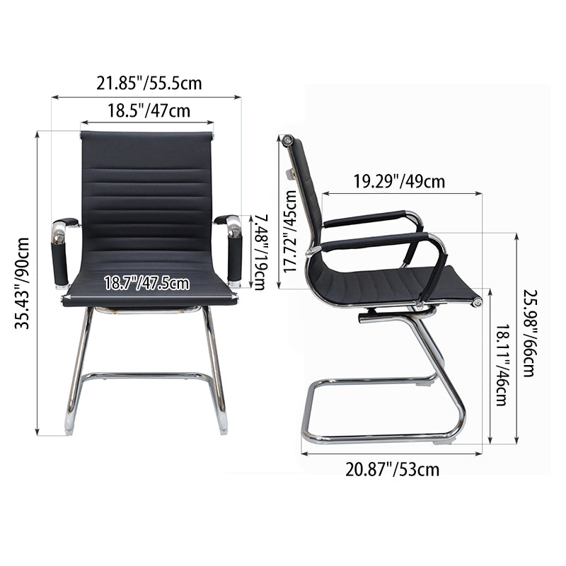 Modern Minimalist Leather Oxford Fabric Metal Conference Desk Chair - Ergonomic Mid Back Office Guest Chair For Meeting Room Reception Lumendat