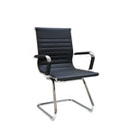 Modern Minimalist Leather Oxford Fabric Metal Conference Desk Chair - Ergonomic Mid Back Office Guest Chair For Meeting Room Reception Lumendat
