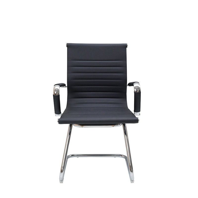 Modern Minimalist Leather Oxford Fabric Metal Conference Desk Chair - Ergonomic Mid Back Office Guest Chair For Meeting Room Reception Lumendat