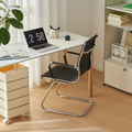 Modern Minimalist Leather Oxford Fabric Metal Conference Desk Chair - Ergonomic Mid Back Office Guest Chair For Meeting Room Reception Lumendat