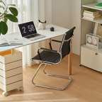 Modern Minimalist Leather Oxford Fabric Metal Conference Desk Chair - Ergonomic Mid Back Office Guest Chair For Meeting Room Reception Lumendat