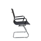 Modern Minimalist Leather Oxford Fabric Metal Conference Desk Chair - Ergonomic Mid Back Office Guest Chair For Meeting Room Reception Lumendat