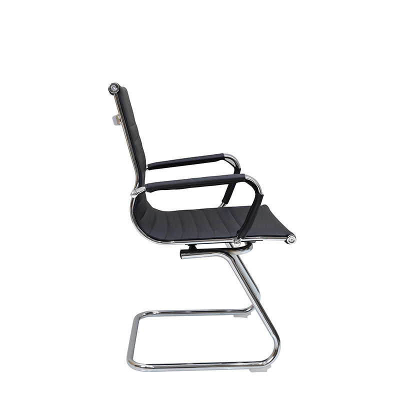 Modern Minimalist Leather Oxford Fabric Metal Conference Desk Chair - Ergonomic Mid Back Office Guest Chair For Meeting Room Reception Lumendat