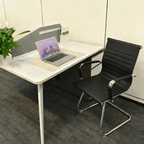 Modern Minimalist Leather Oxford Fabric Metal Conference Desk Chair - Ergonomic Mid Back Office Guest Chair For Meeting Room Reception Lumendat