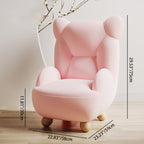 Lumendat Contemporary Creative Bear Solid Wood Lambswool Kids Accent Chair With Backrest Armrest For Living Room Lumendat