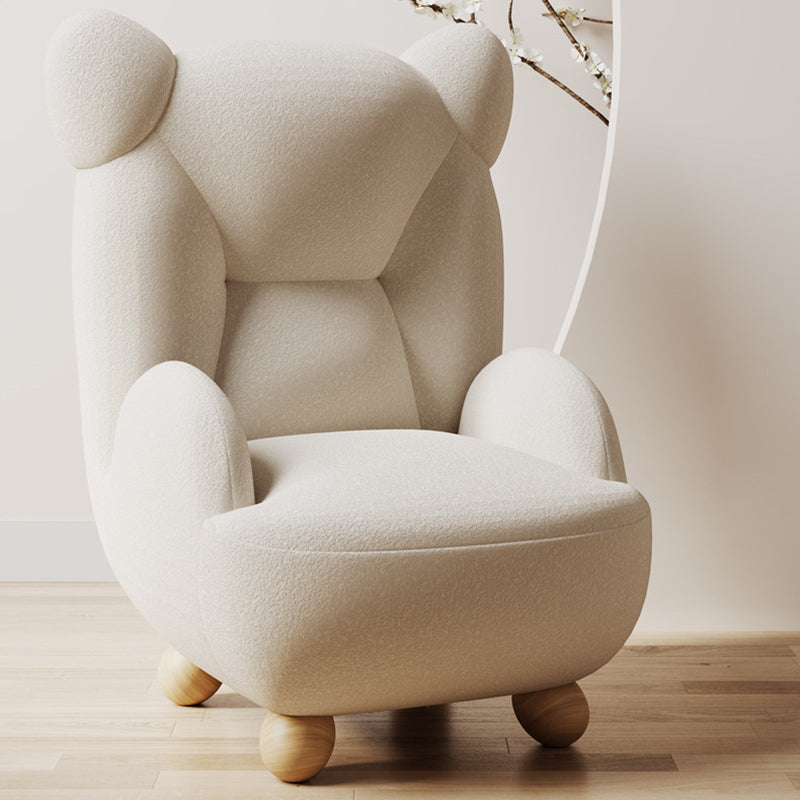 Lumendat Contemporary Creative Bear Solid Wood Lambswool Kids Accent Chair With Backrest Armrest For Living Room Lumendat