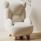 Lumendat Contemporary Creative Bear Solid Wood Lambswool Kids Accent Chair With Backrest Armrest For Living Room Lumendat