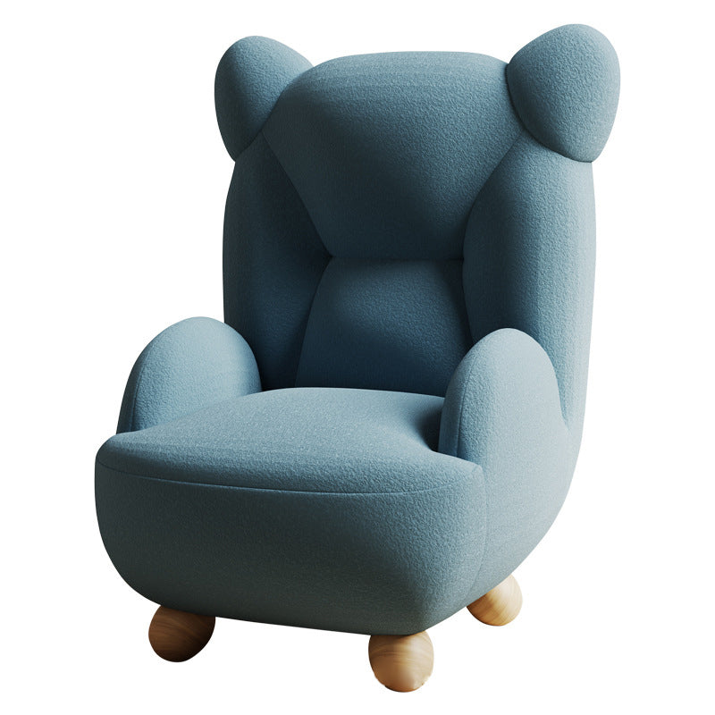 Lumendat Contemporary Creative Bear Solid Wood Lambswool Kids Accent Chair With Backrest Armrest For Living Room Lumendat
