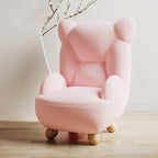 Lumendat Contemporary Creative Bear Solid Wood Lambswool Kids Accent Chair With Backrest Armrest For Living Room Lumendat