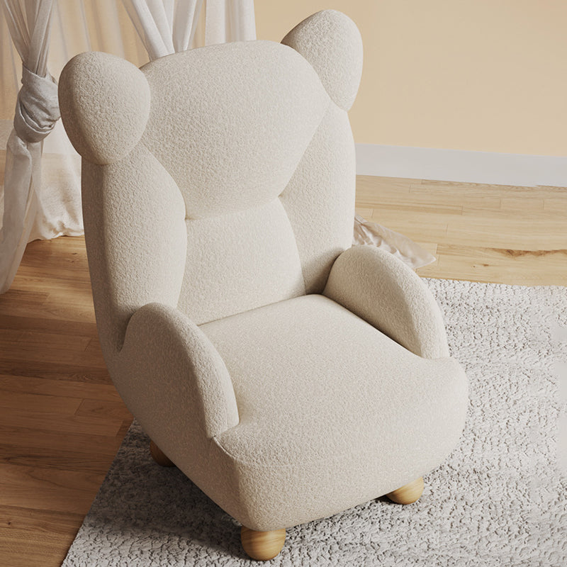 Lumendat Contemporary Creative Bear Solid Wood Lambswool Kids Accent Chair With Backrest Armrest For Living Room Lumendat