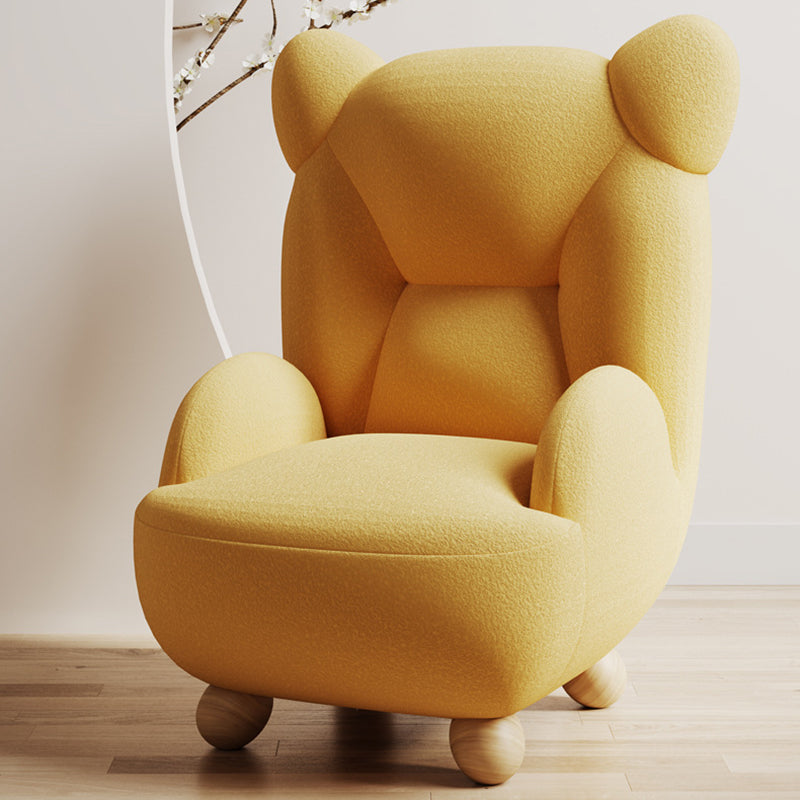 Lumendat Contemporary Creative Bear Solid Wood Lambswool Kids Accent Chair With Backrest Armrest For Living Room Lumendat