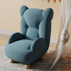 Lumendat Contemporary Creative Bear Solid Wood Lambswool Kids Accent Chair With Backrest Armrest For Living Room Lumendat