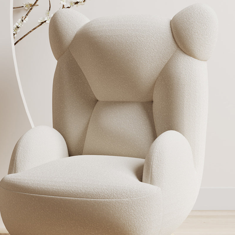 Lumendat Contemporary Creative Bear Solid Wood Lambswool Kids Accent Chair With Backrest Armrest For Living Room Lumendat