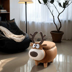 Lumendat Modern Minimalist Reindeer Solid Wood Velvet Kids Stool 1-Storage For Living Room Lumendat