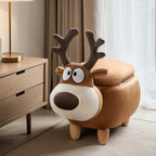 Lumendat Modern Minimalist Reindeer Solid Wood Velvet Kids Stool 1-Storage For Living Room Lumendat