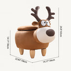 Lumendat Modern Minimalist Reindeer Solid Wood Velvet Kids Stool 1-Storage For Living Room Lumendat
