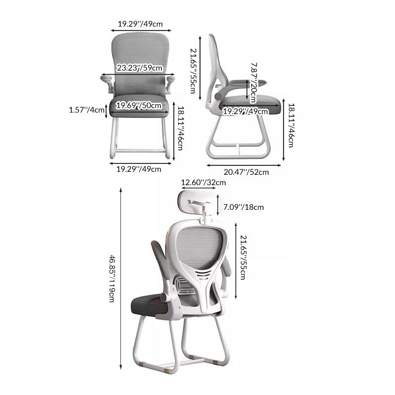 Modern Minimalist Ergonomic Design Metal PP Mesh Fabric Desk Chair With Backrest Adjustable Armrest For Home Office DFM-F