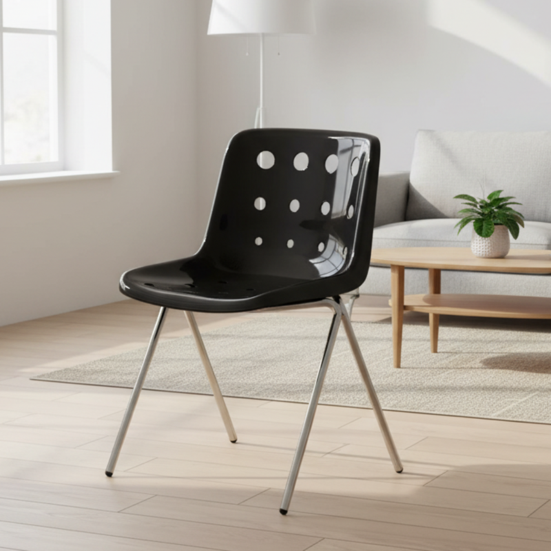 Modern Mid-Century Cheese Design PP Wrought Iron Dining Chair Backrest For Living Room & Dining Room DFM-F