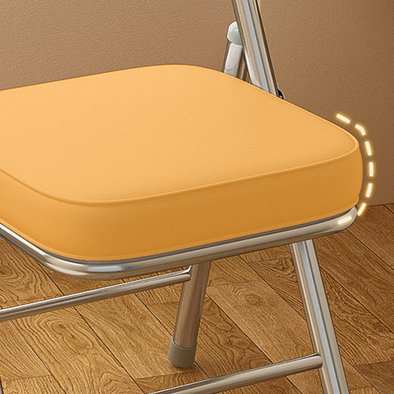 Modern Minimalist Square PU Leather Carbon Steel Foldable Desk Chair Backrest For Home Office