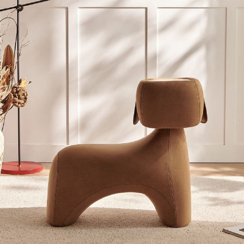 Lumendat Contemporary Creative Dog Design Carbon Steel Brushed Velvet Kids Stool With Rotatable Head For Living Room Lumendat