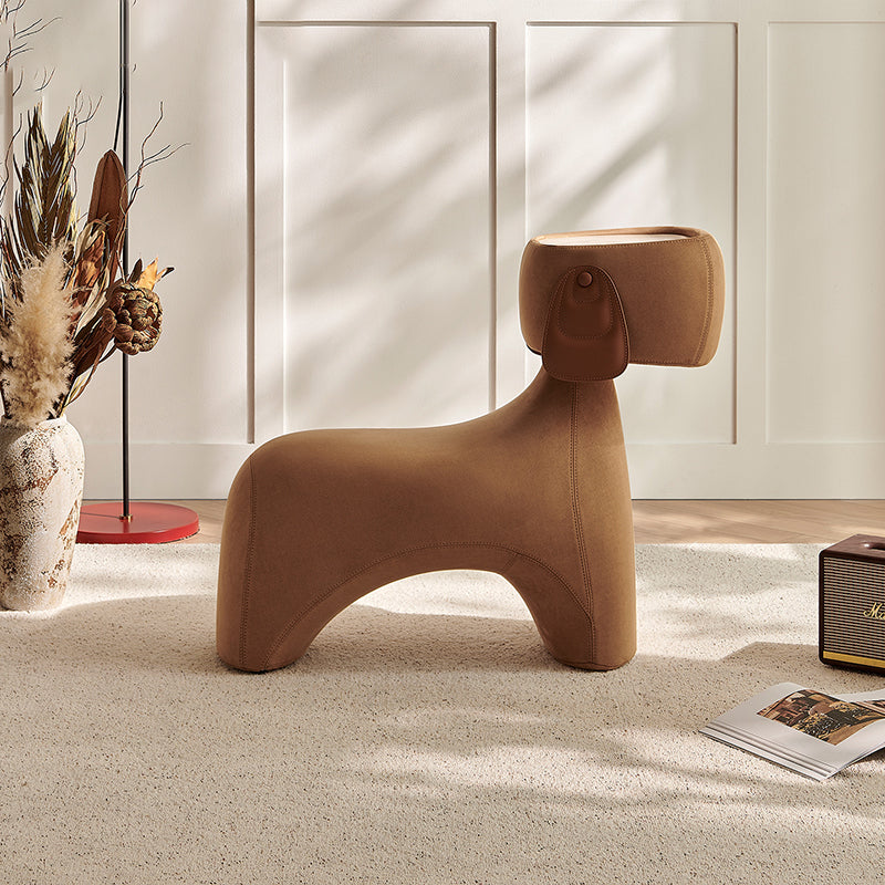 Lumendat Contemporary Creative Dog Design Carbon Steel Brushed Velvet Kids Stool With Rotatable Head For Living Room Lumendat