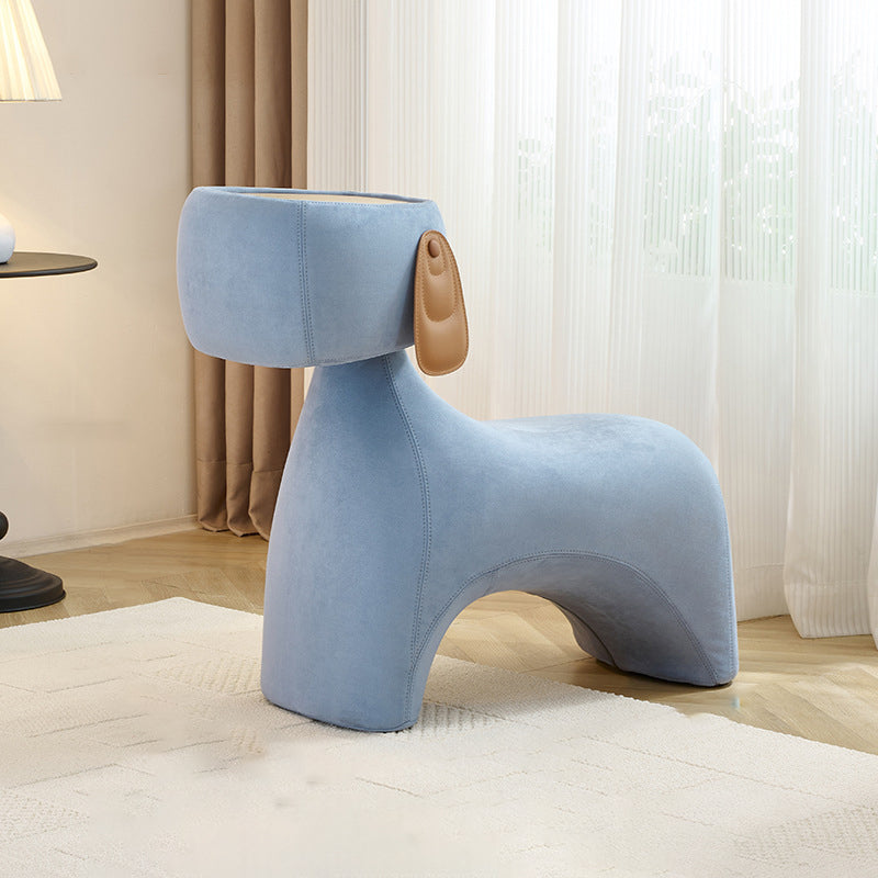 Lumendat Contemporary Creative Dog Design Carbon Steel Brushed Velvet Kids Stool With Rotatable Head For Living Room Lumendat