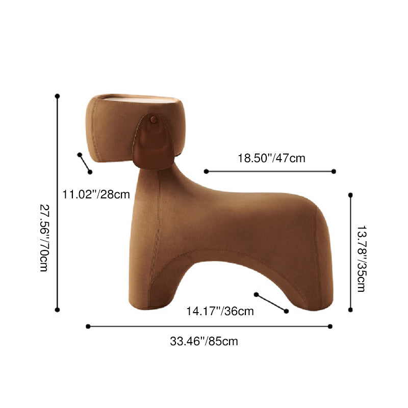 Lumendat Contemporary Creative Dog Design Carbon Steel Brushed Velvet Kids Stool With Rotatable Head For Living Room Lumendat