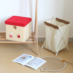 Lumendat Contemporary Creative MDF & Cotton Square Kids Low Stool With Foldable Design & 1-Storage Space For Entryway And Living Room Lumendat